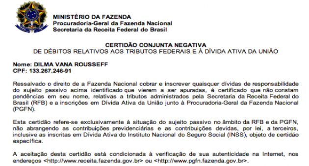 Certidão Negativa Federal