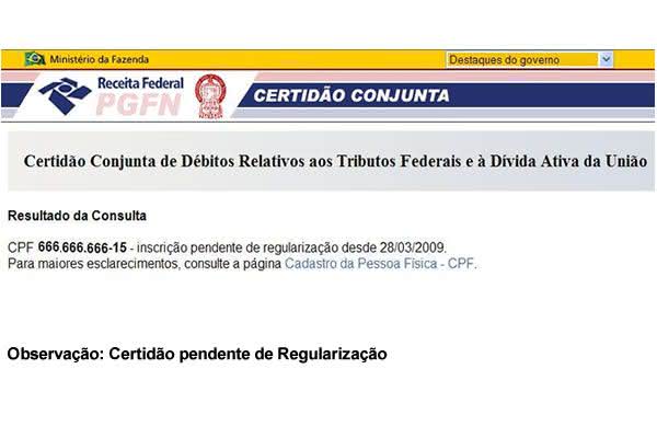 Certidão Negativa Receita Federal