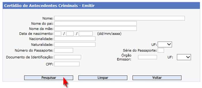 Certidão de Antecedentes Criminais