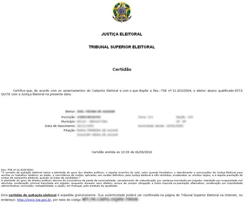 Certidão de Quitação Eleitoral