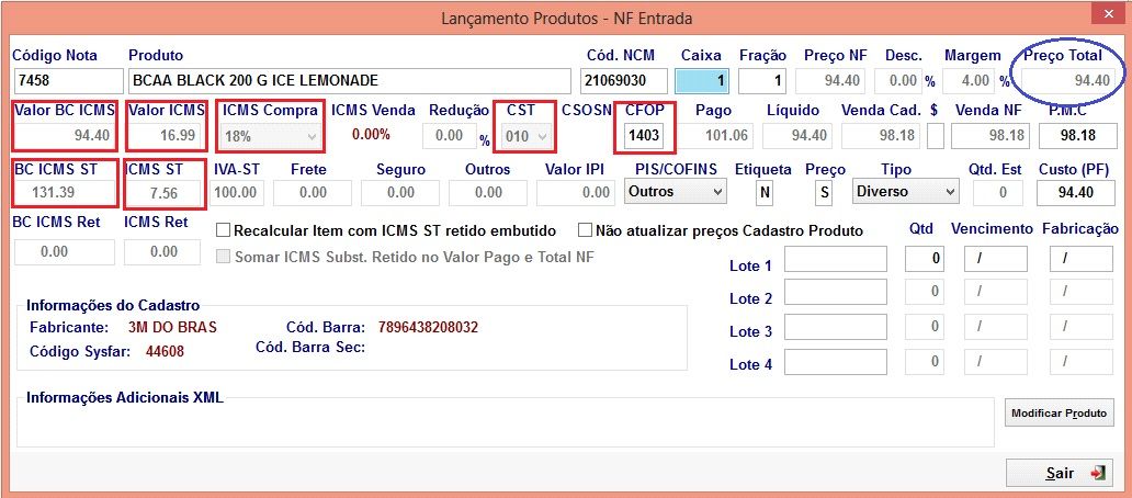 CFOP 1405 ou 1403