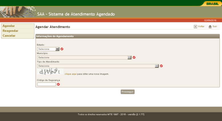 agendamento carteira de trabalho SAA MTE