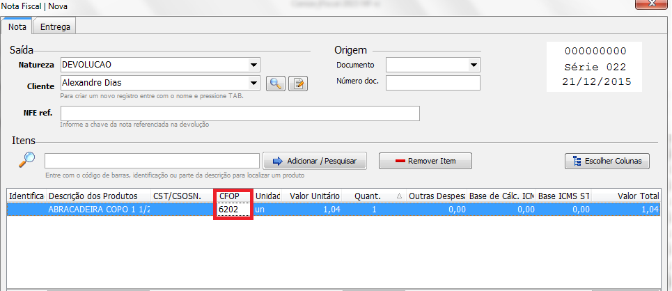 exemplo nota CFOP 6202