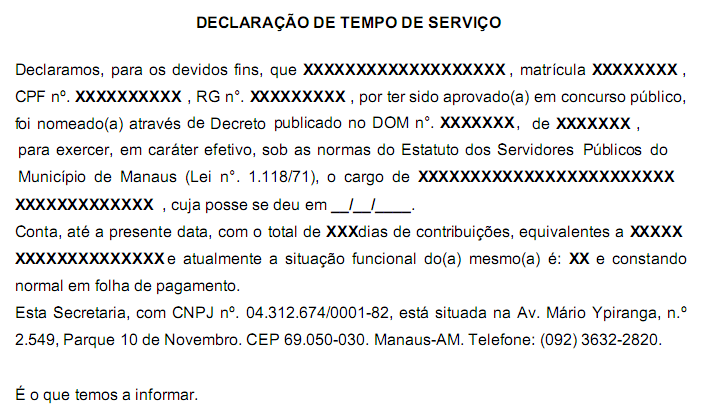 Declaração de tempo de serviço 1