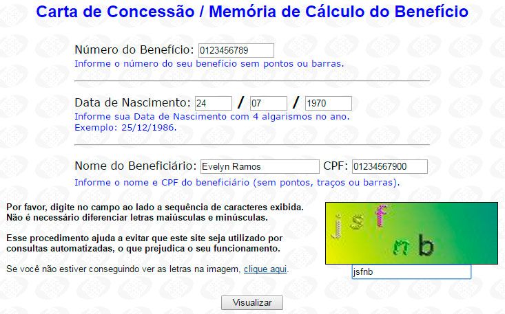 fazer Carta de Concessão Aposentadoria online