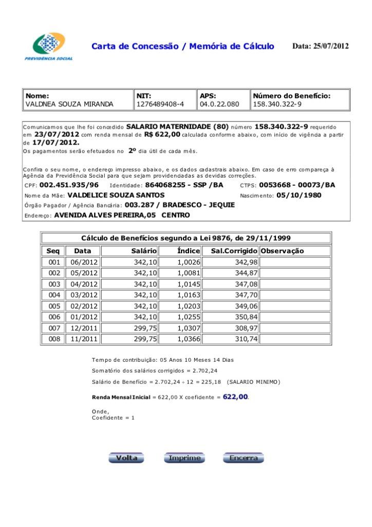 Carta de concessão salário maternidade benefício INSS, como fazer?